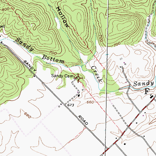 Topographic Map of Sandy Cemetery, OH