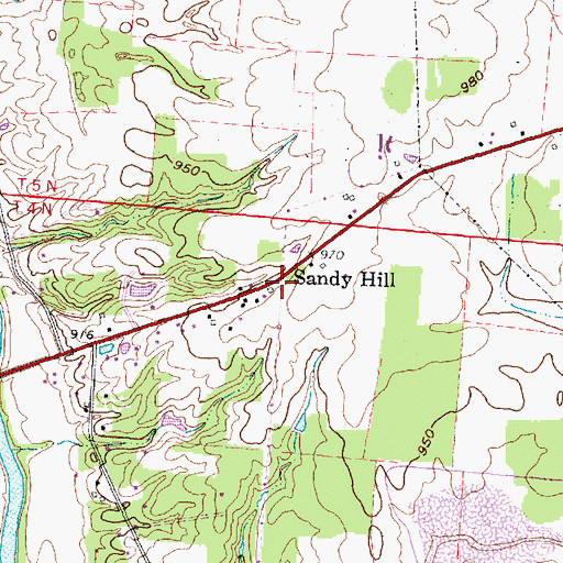 Topographic Map of Sandy Hill, OH