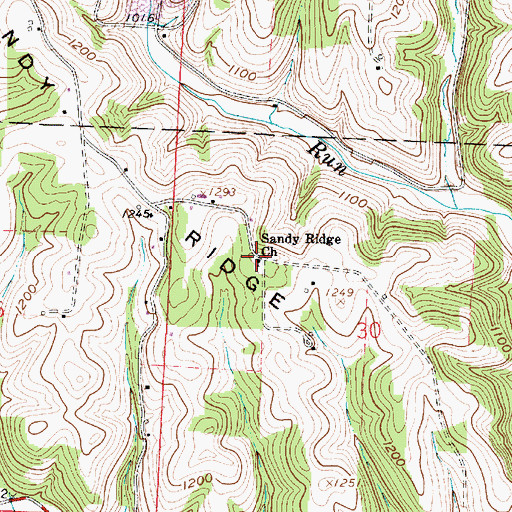 Topographic Map of Sandy Ridge Church, OH