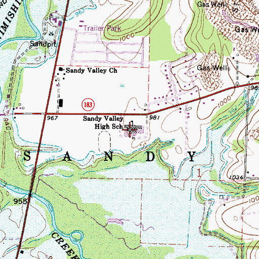 Topographic Map of Sandy Valley High School, OH