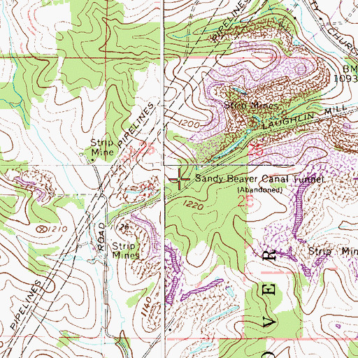 Topographic Map of Sandy-Beaver Canal Tunnel, OH