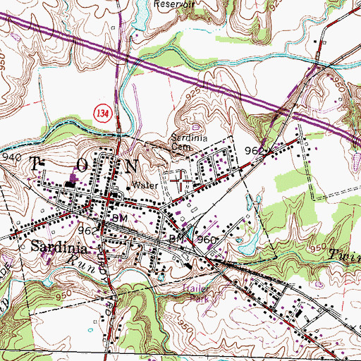 Topographic Map of Sardinia Cemetery, OH