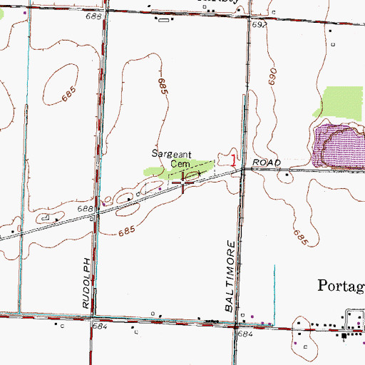Topographic Map of Sargeant Cemetery, OH
