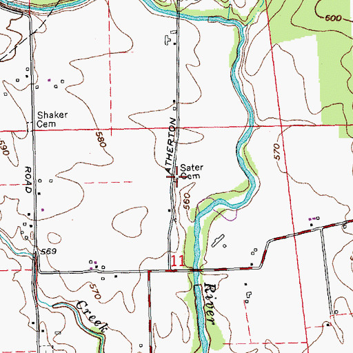 Topographic Map of Sater Cemetery, OH