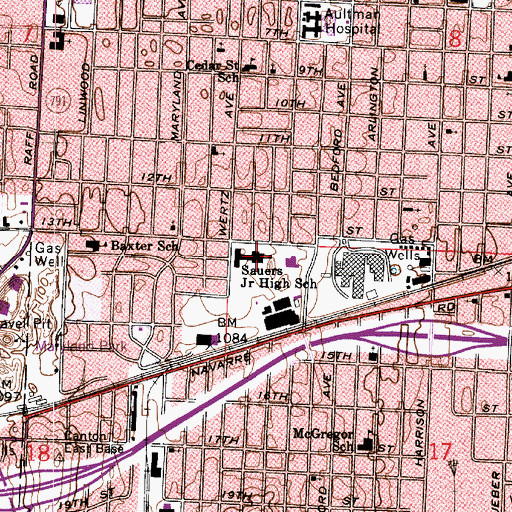 Topographic Map of Sauers Junior High School, OH