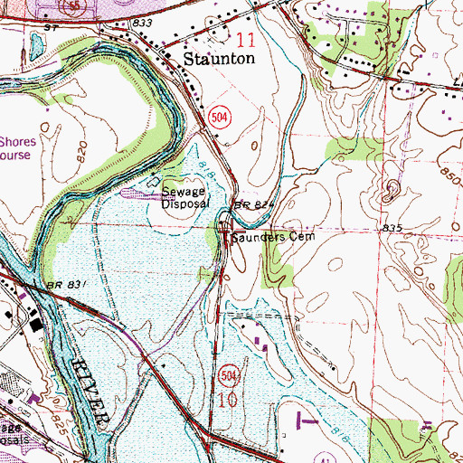 Topographic Map of Saunders Cemetery, OH