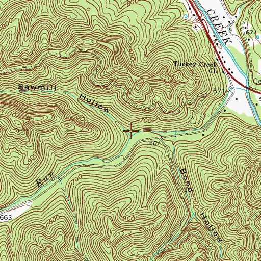 Topographic Map of Sawmill Hollow, OH