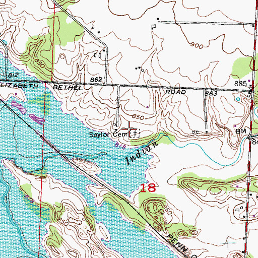Topographic Map of Saylor Cemetery, OH