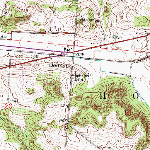 Topographic Map of Schadel Cemetery, OH