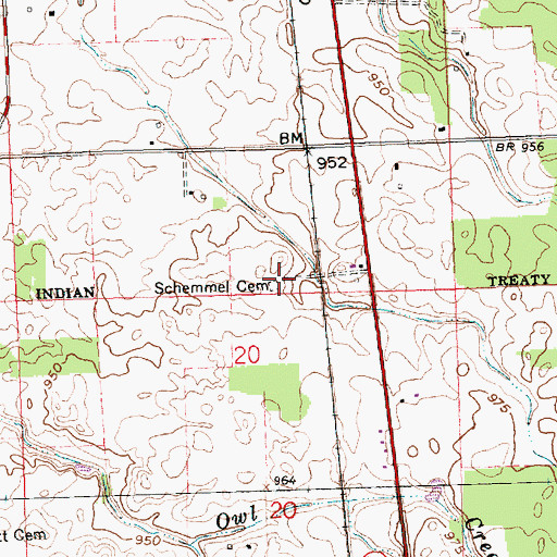 Topographic Map of Schemmel Cemetery, OH