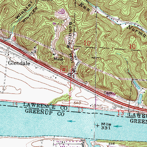Topographic Map of Schilling Hollow, OH