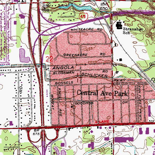 Topographic Map of Schlicker Ditch, OH