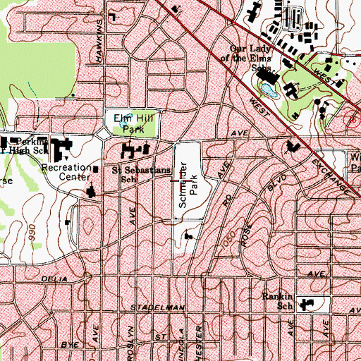 Topographic Map of Schneider Park, OH