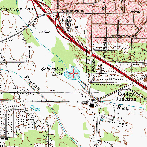 Topographic Map of Schocalog Lake, OH