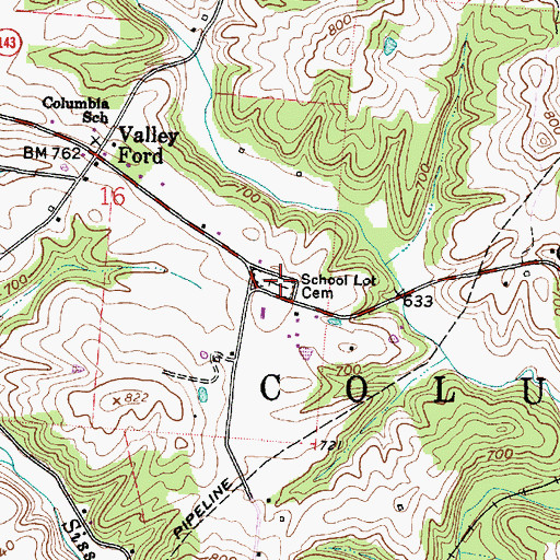 Topographic Map of School Lot Cemetery, OH