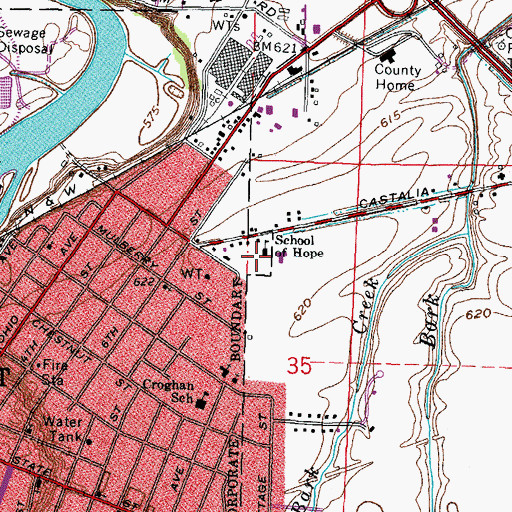Topographic Map of School of Hope, OH