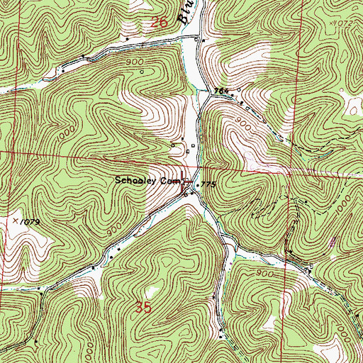 Topographic Map of Schooley Cemetery, OH
