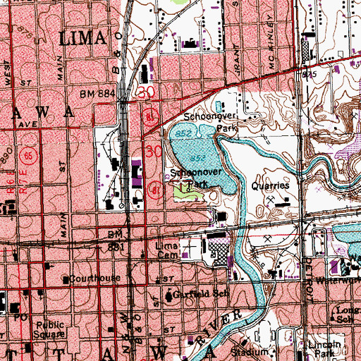 Topographic Map of Schoonover Park, OH
