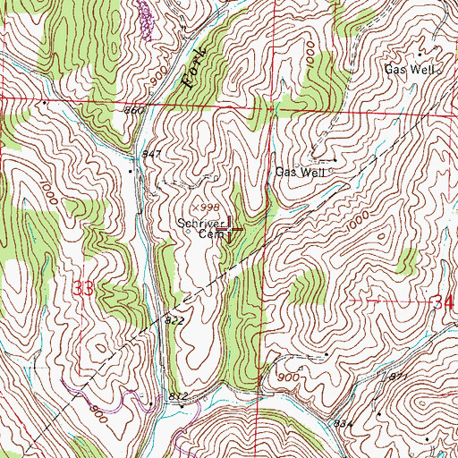 Topographic Map of Schriver Cemetery, OH