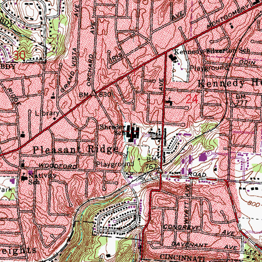 Topographic Map of Schroder School, OH