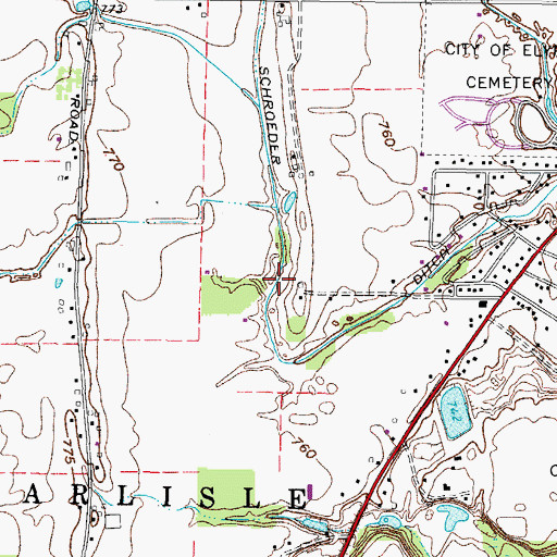 Topographic Map of Schroeder Ditch, OH