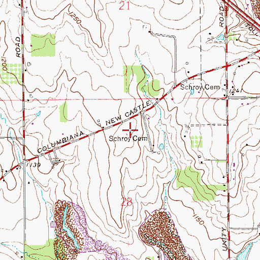 Topographic Map of Schroy Cemetery, OH