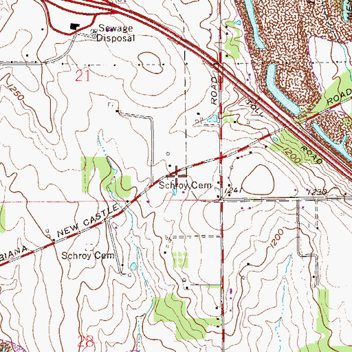 Topographic Map of Schroy Cemetery, OH