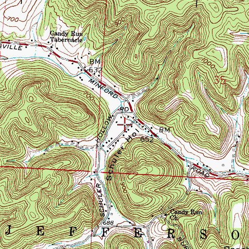 Topographic Map of Schuler Hollow, OH