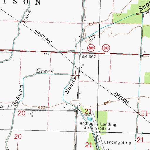 Topographic Map of Schwan Creek, OH