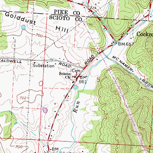 Topographic Map of Scioto Church, OH
