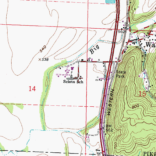 Topographic Map of Scioto School, OH
