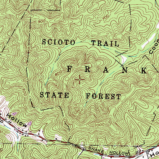 Topographic Map of Scioto Trail State Forest, OH