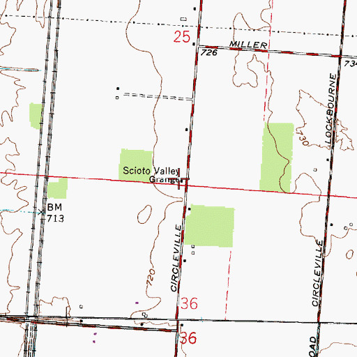 Topographic Map of Scioto Valley Grange, OH