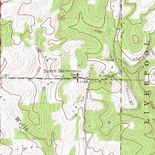 Topographic Map of Scotch Settlement Cemetery, OH