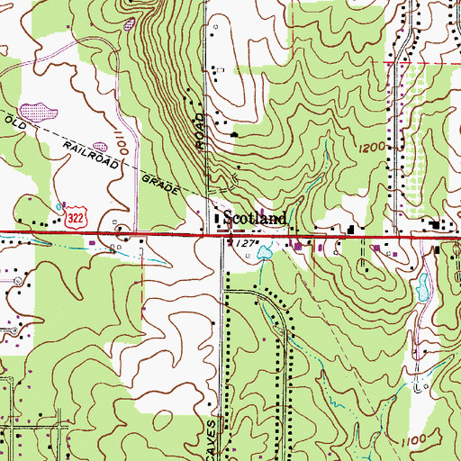 Topographic Map of Scotland, OH