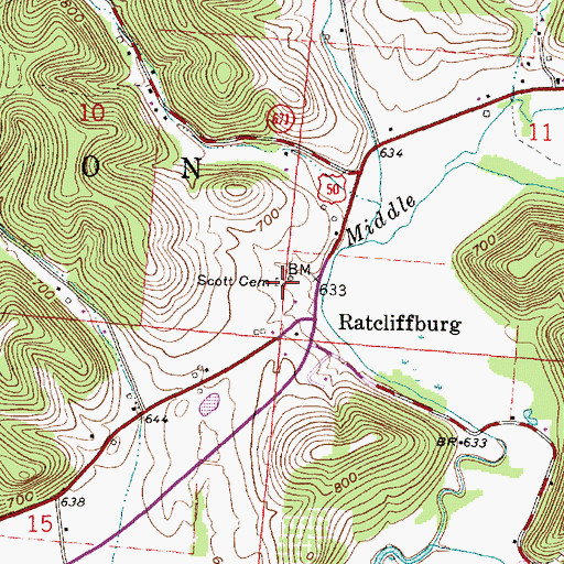 Topographic Map of Scott Cemetery, OH