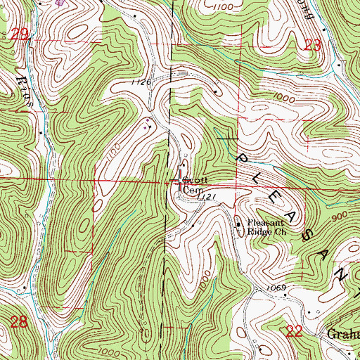 Topographic Map of Scott Cemetery, OH