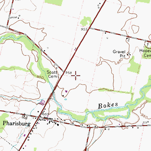 Topographic Map of Scott Cemetery, OH