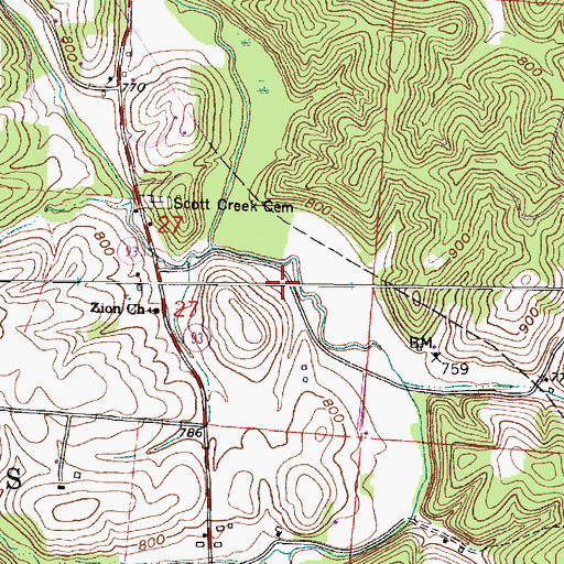 Topographic Map of Scott Creek, OH