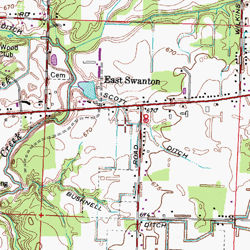Topographic Map of Scott Ditch, OH