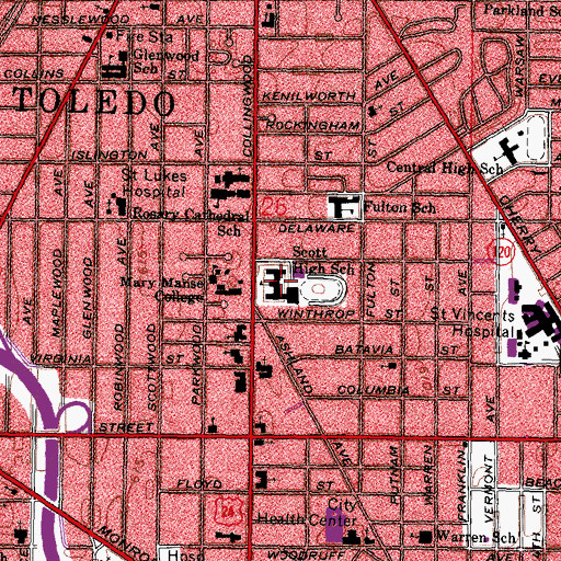 Topographic Map of Jesup W Scott High School, OH