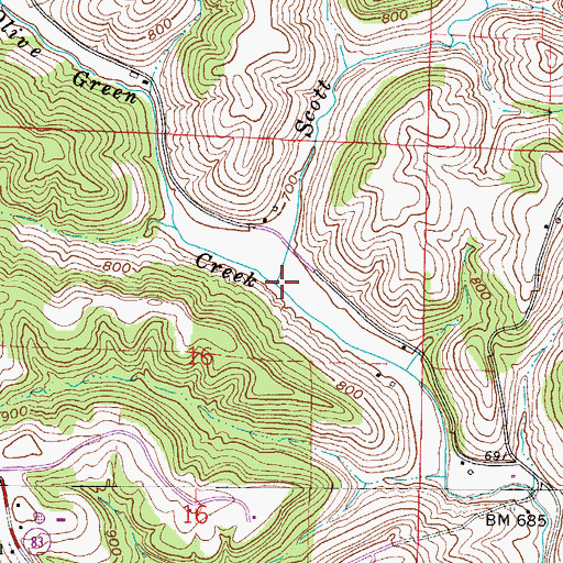 Topographic Map of Scott Run, OH