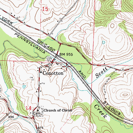 Topographic Map of Scott Run, OH