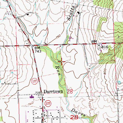 Topographic Map of Scotts Run, OH
