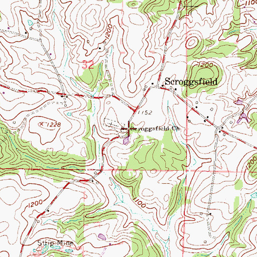 Topographic Map of Scroggsfield Church, OH