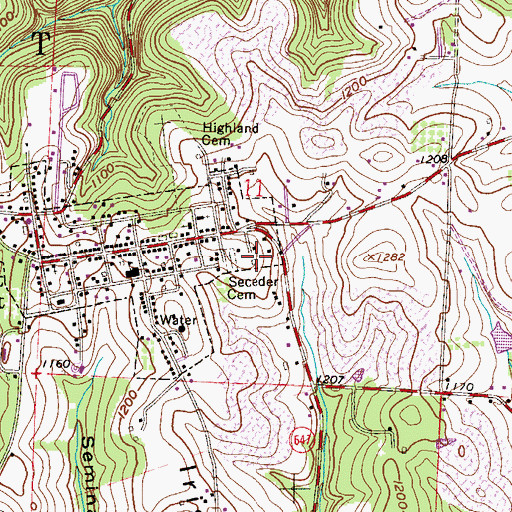 Topographic Map of Seceder Cemetery, OH