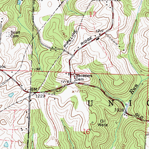 Topographic Map of Seceders Cemetery, OH