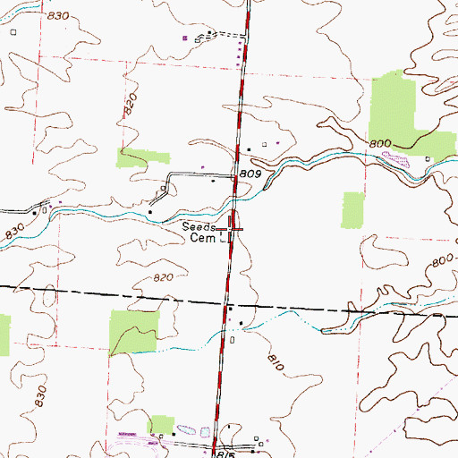 Topographic Map of Seeds Cemetery, OH