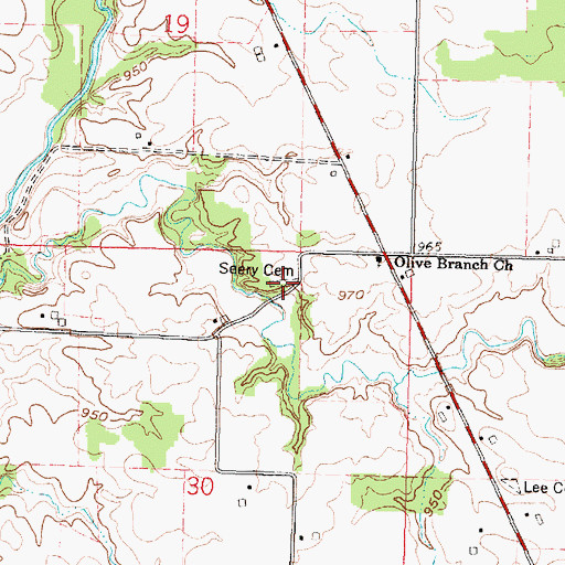 Topographic Map of Seery Cemetery, OH