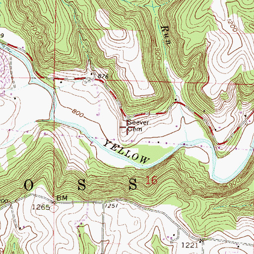 Topographic Map of Seever Cemetery, OH